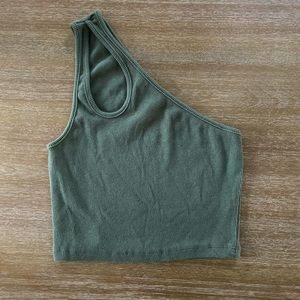 Zara Green One Shoulder Tank Top